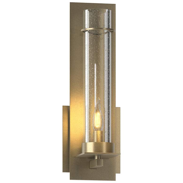 Image 1 New Town 12.6" High Soft Gold Sconce With Seeded Clear Glass Shade