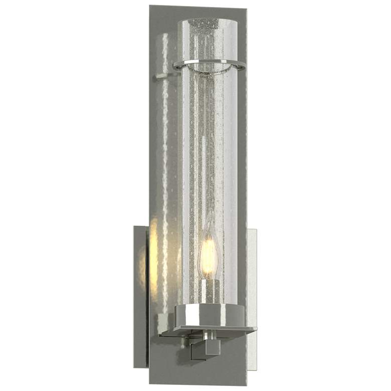 Image 1 New Town 12.6" High Sterling Sconce With Seeded Clear Glass Shade