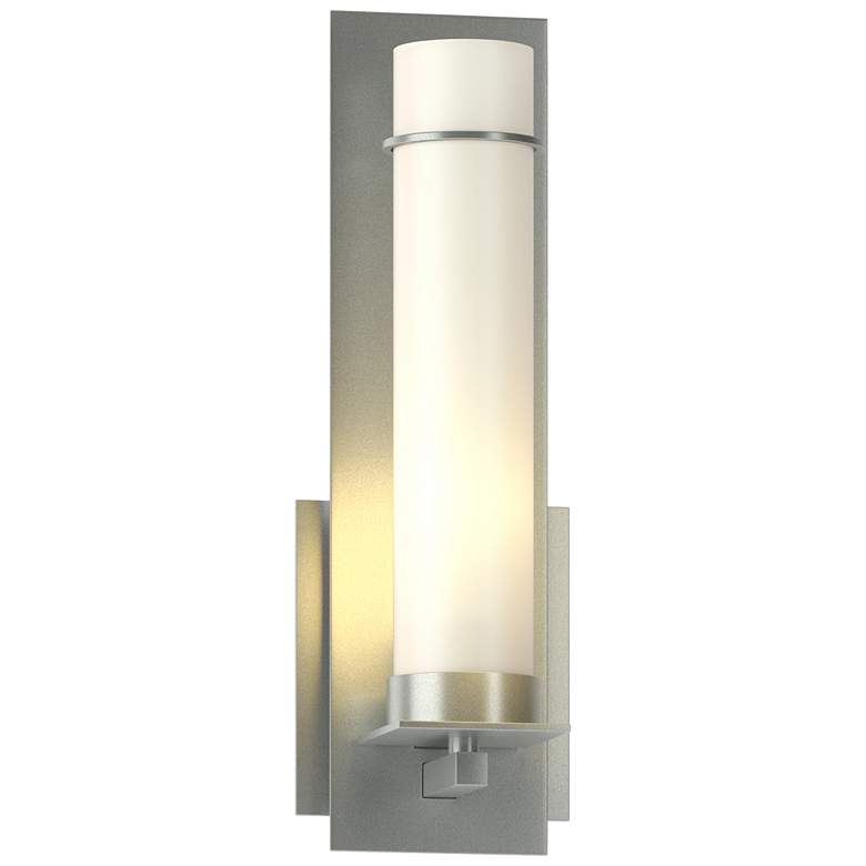 Image 1 New Town 12.6" High Vintage Platinum Sconce With Opal Glass Shade
