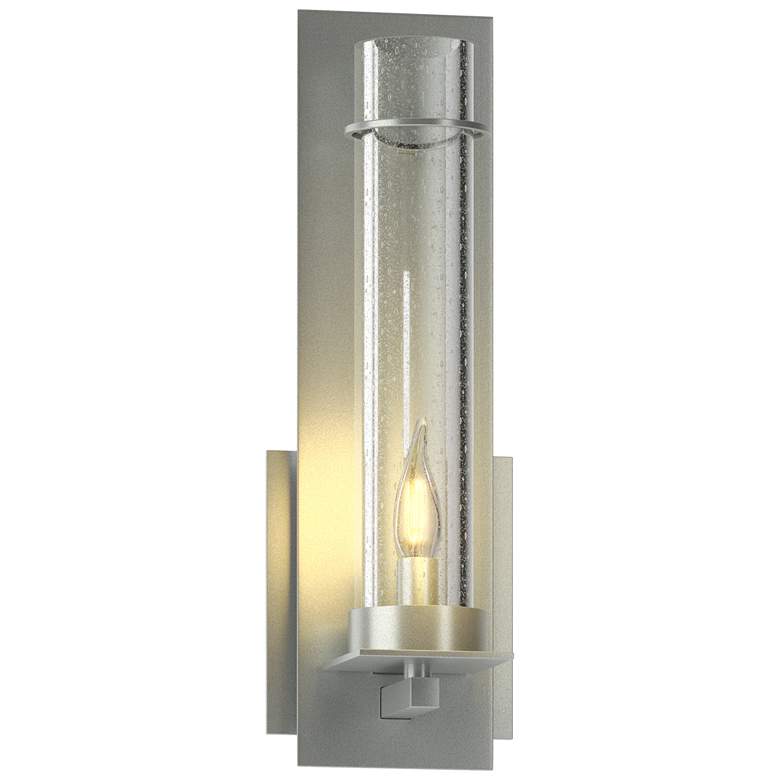 Image 1 New Town 12.6" High Vintage Platinum Sconce With Seeded Clear Glass Sh