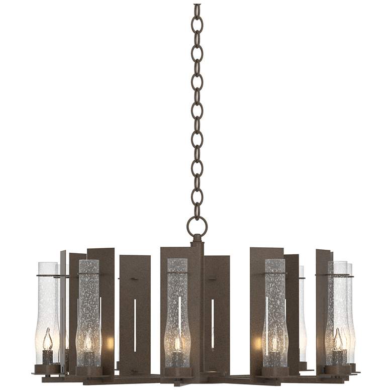 Image 1 New Town 30 inch Wide 10 Arm Bronze Chandelier With Seeded Clear Glass
