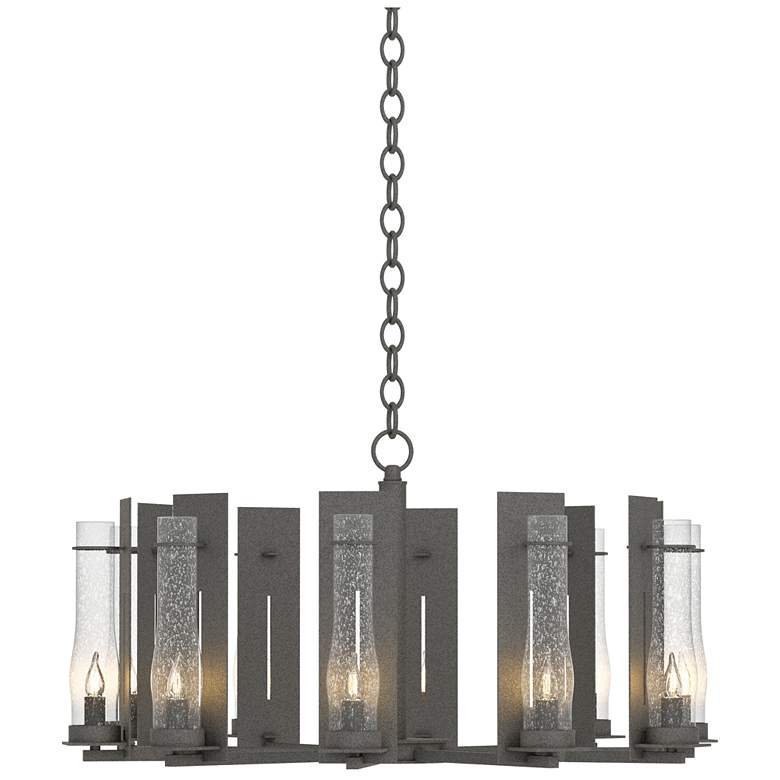 Image 1 New Town 30" Wide 10 Arm Natural Iron Chandelier With Seeded Clear Gla
