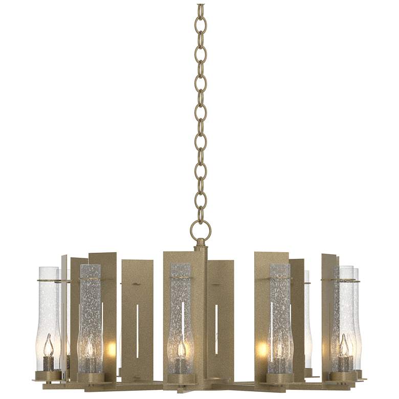 Image 1 New Town 30 inch Wide 10 Arm Soft Gold Chandelier With Seeded Clear Glass