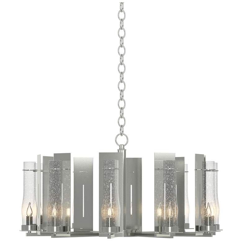Image 1 New Town 30 inch Wide 10 Arm Sterling Chandelier With Seeded Clear Glass