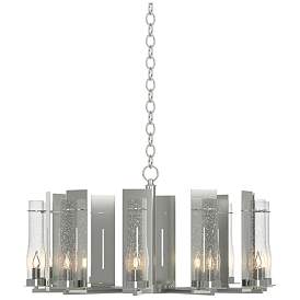 Image1 of New Town 30" Wide 10 Arm Sterling Chandelier With Seeded Clear Glass