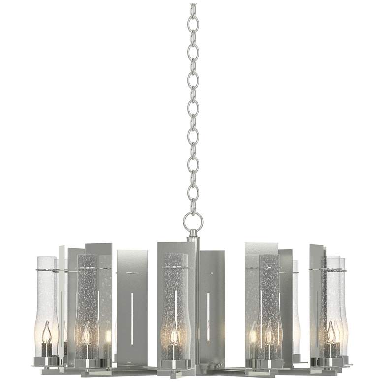 Image 1 New Town 30" Wide 10 Arm Sterling Chandelier With Seeded Clear Glass