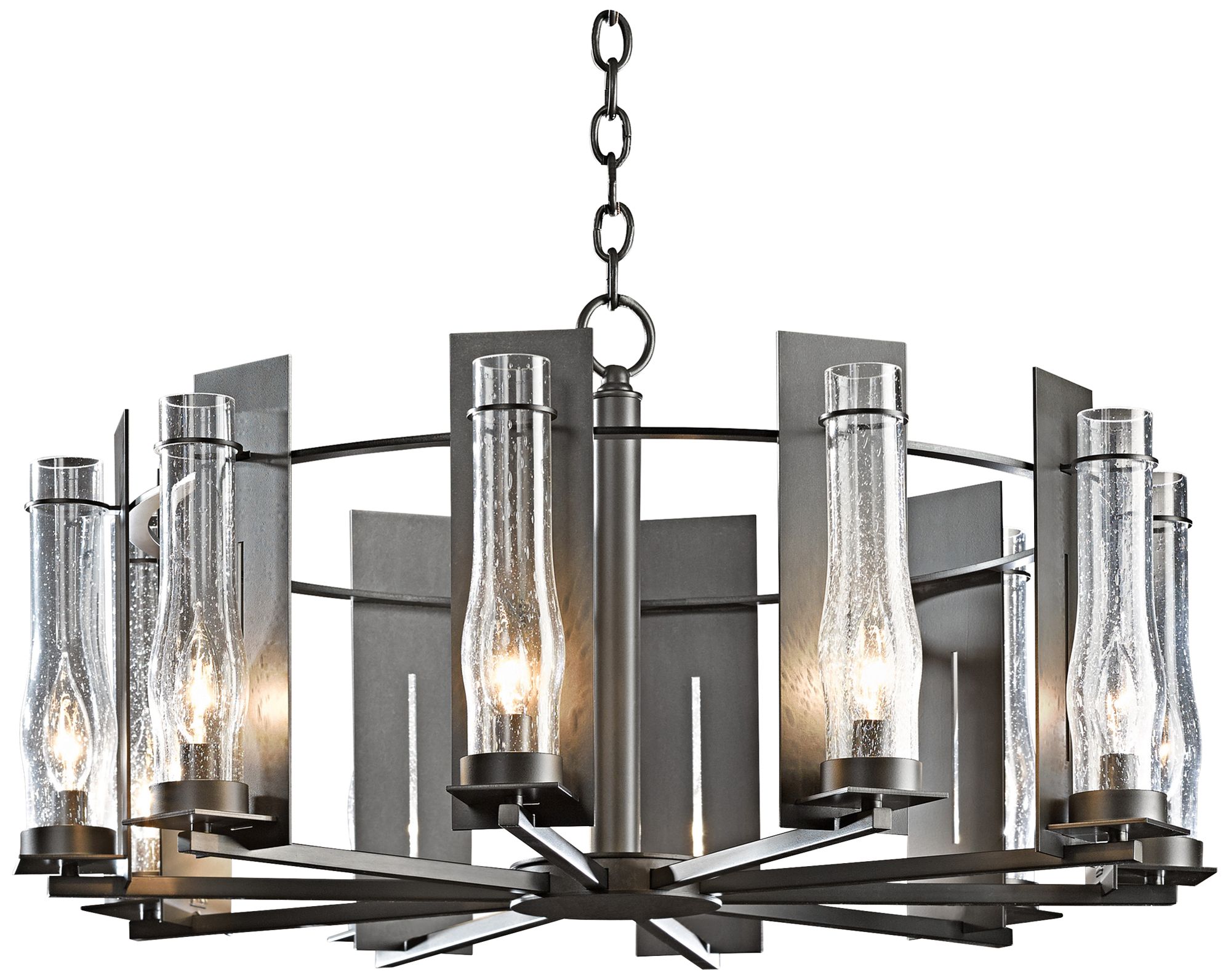 Image 2 New Town 30"W 10 Arm Dark Smoke Chandelier With Seeded Clear Shade