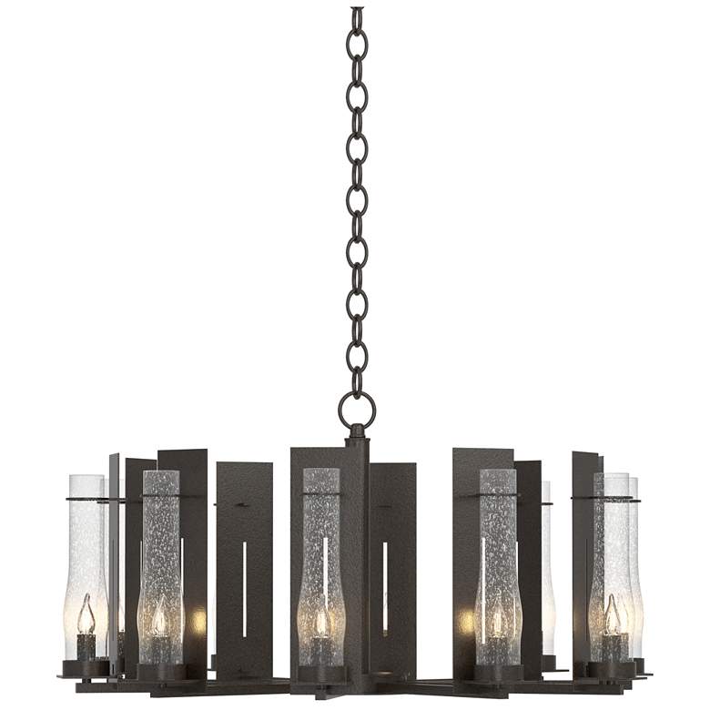 Image 1 New Town 30"W 10 Arm Oil Rubbed Bronze Chandelier With Seeded Clear Gl