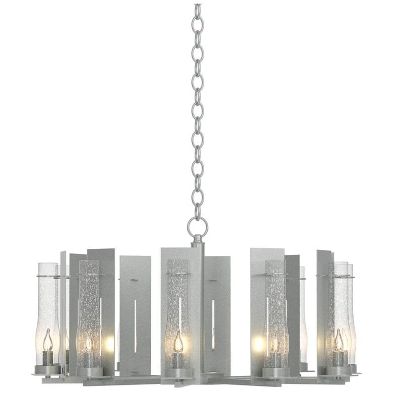 Image 1 New Town 30"W 10 Arm Vintage Platinum Chandelier With Seeded Clear Gla