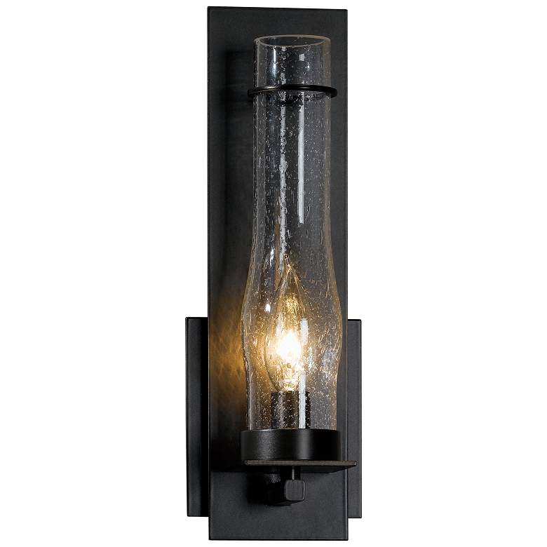 Image 1 New Town Hurricane Sconce - Dark Smoke Finish - Seeded Clear Glass