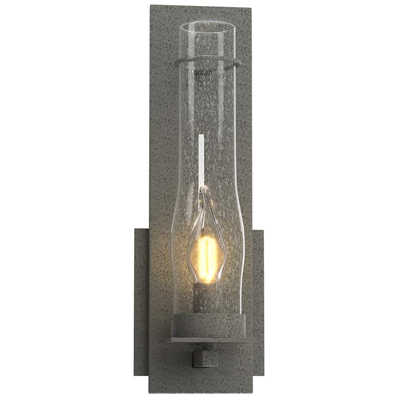 Image 1 New Town Hurricane Sconce - Natural Iron Finish - Seeded Clear Glass