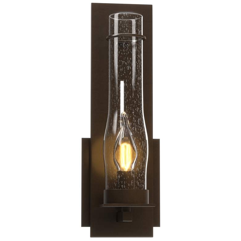 Image 1 New Town Hurricane Sconce - Oil Rubbed Bronze - Seeded Clear Glass