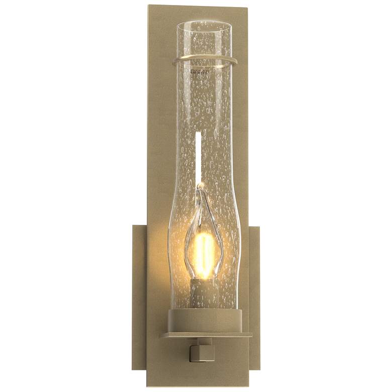 Image 1 New Town Hurricane Sconce - Soft Gold Finish - Seeded Clear Glass