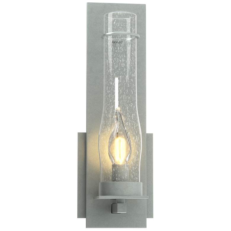 Image 1 New Town Hurricane Sconce - Vintage Platinum Finish - Seeded Clear Glass