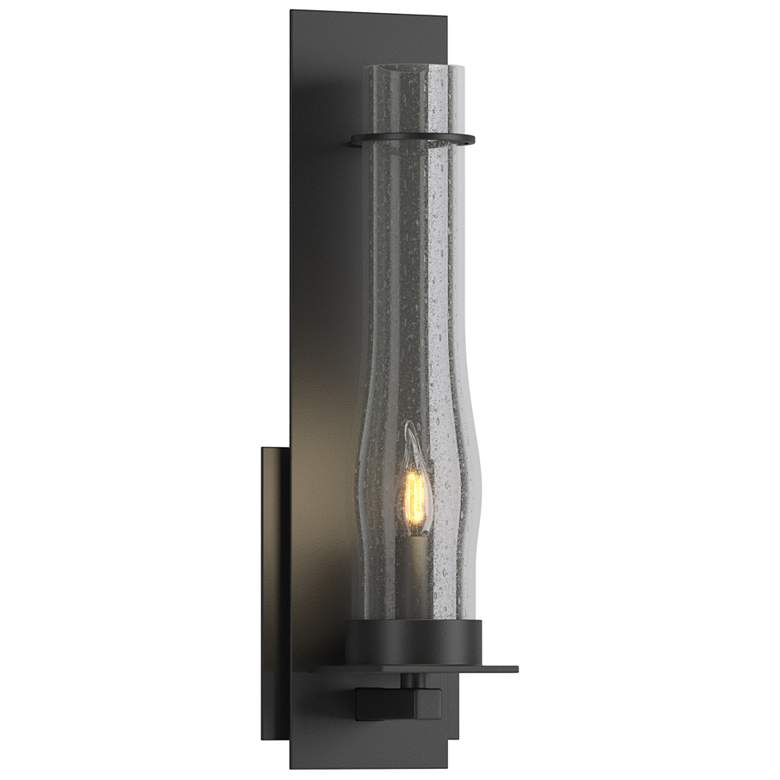 Image 1 New Town Large Hurricane Sconce - Black - Seeded Clear Glass