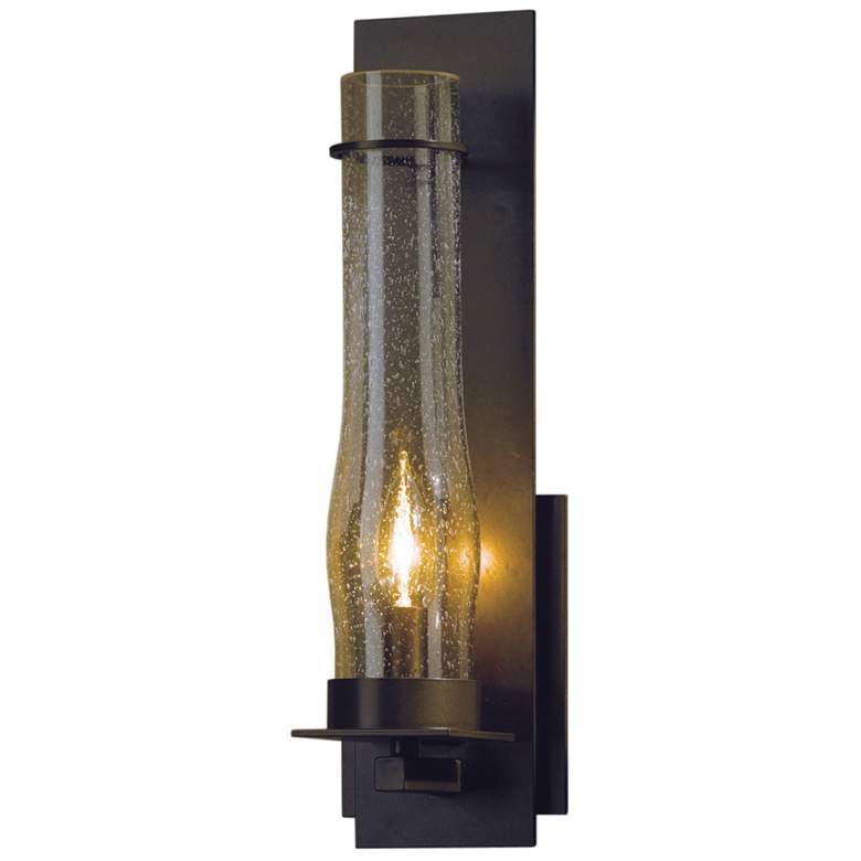 Image 1 New Town Large Hurricane Sconce - Bronze Finish - Seeded Clear Glass