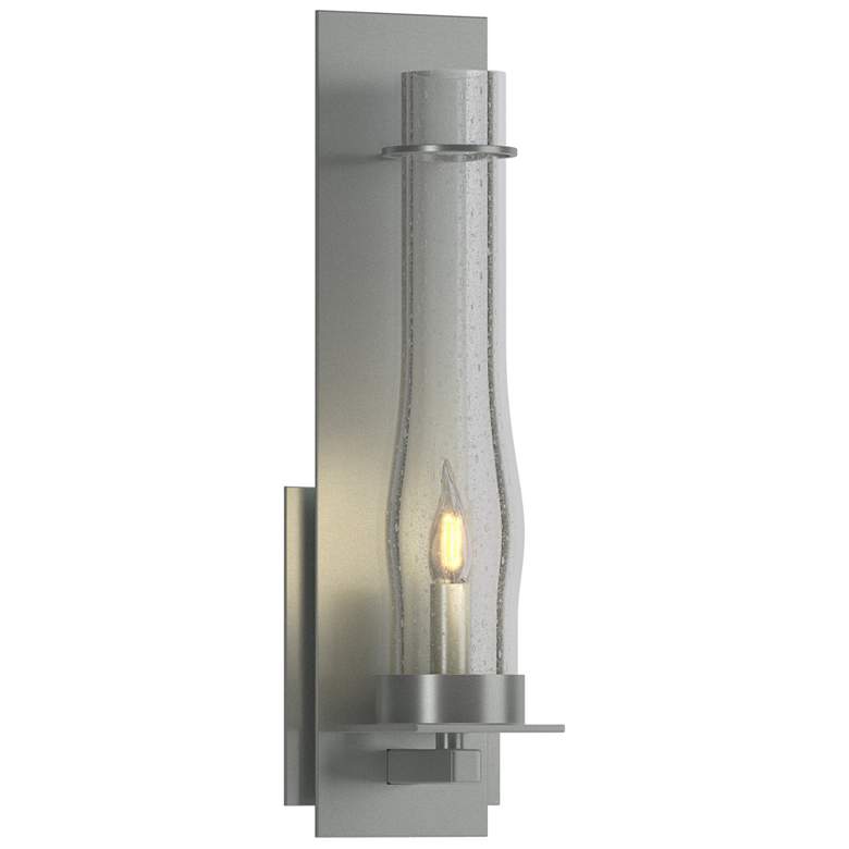 Image 1 New Town Large Hurricane Sconce - Platinum - Seeded Clear Glass
