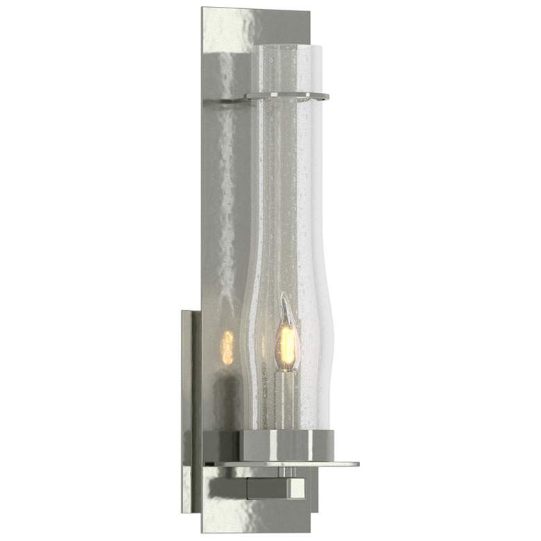 Image 1 New Town Large Hurricane Sconce - Sterling - Seeded Clear Glass