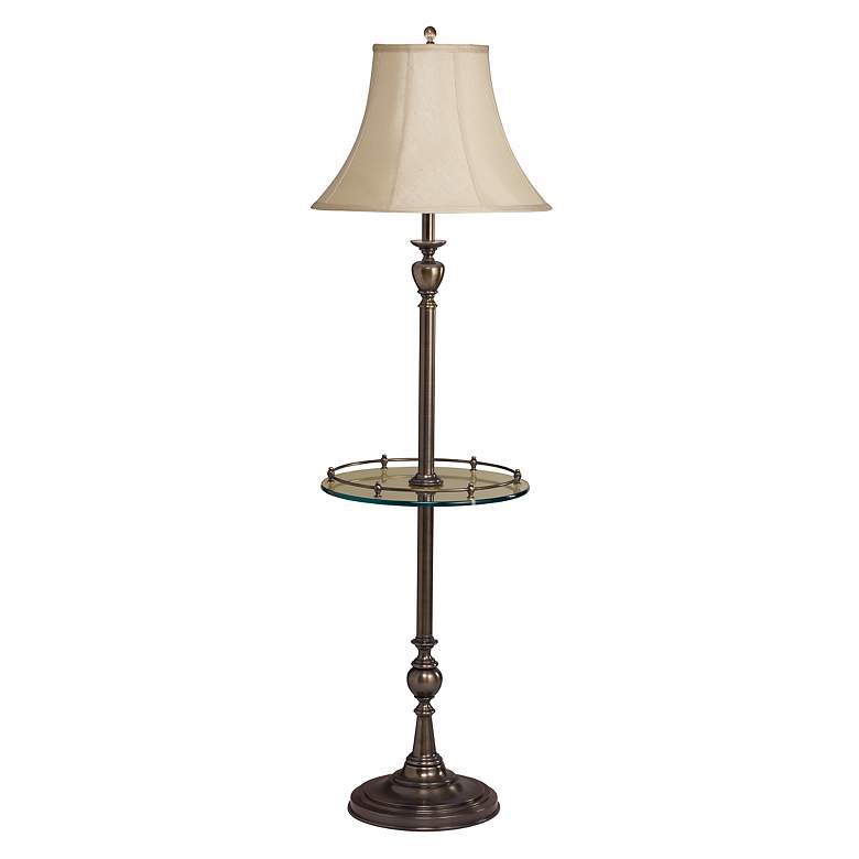 Image 1 New Traditions Patina Brass Tray Table Floor Lamp