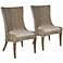 New Wicker Greco Wicker and Mahogany Dining Chair Set of 2