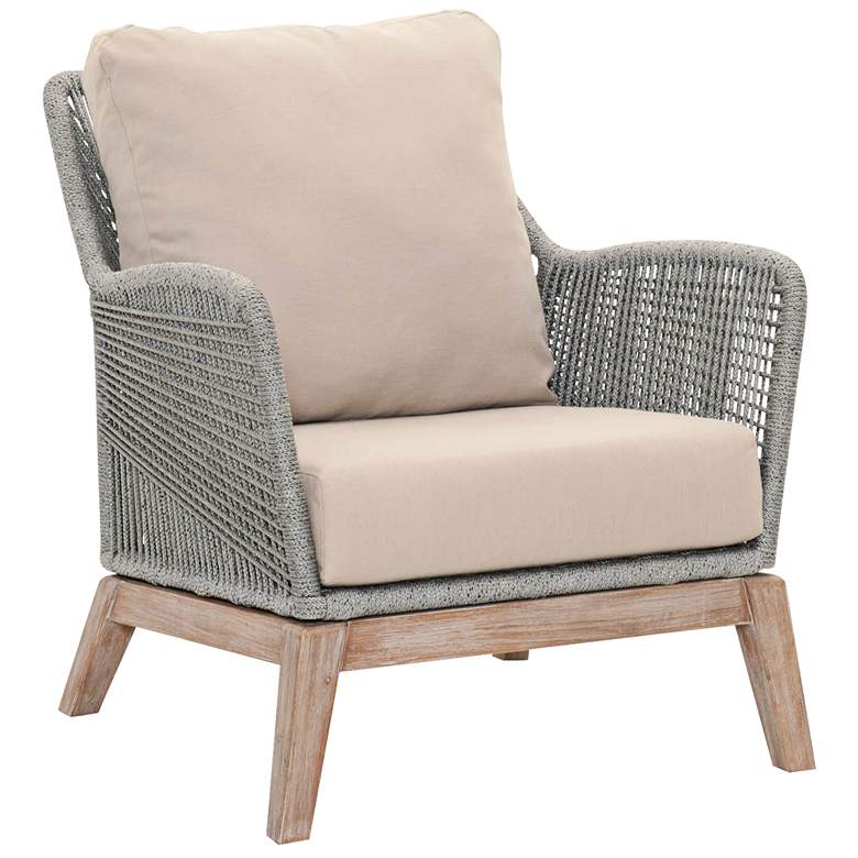 Image 1 New Wicker Loom Mahogany and Platinum Rope Club Chair