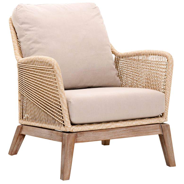 Image 1 New Wicker Loom Mahogany and Sand Rope Club Chair