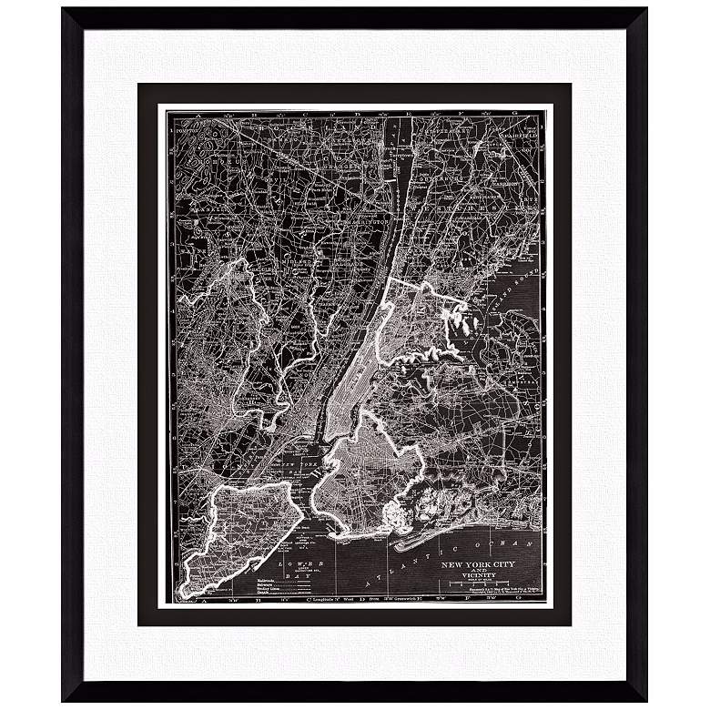 Image 1 New York City 25 1/2 inch High Framed Map Wall Art