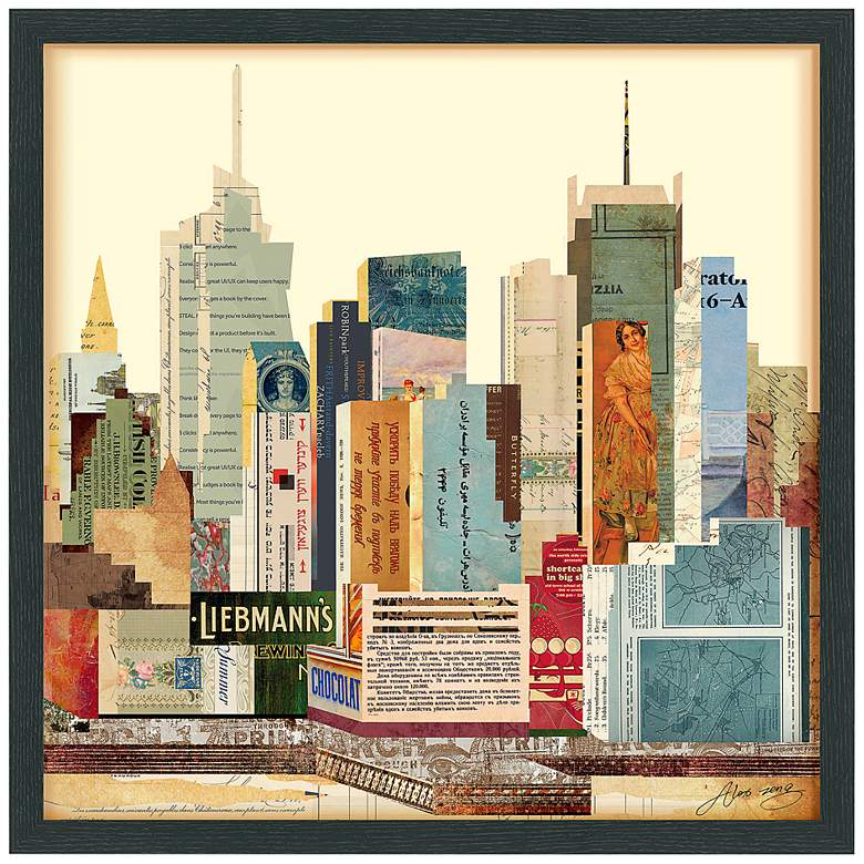 Image 2 New York City Skyline B 25" High Collage Framed Wall Art