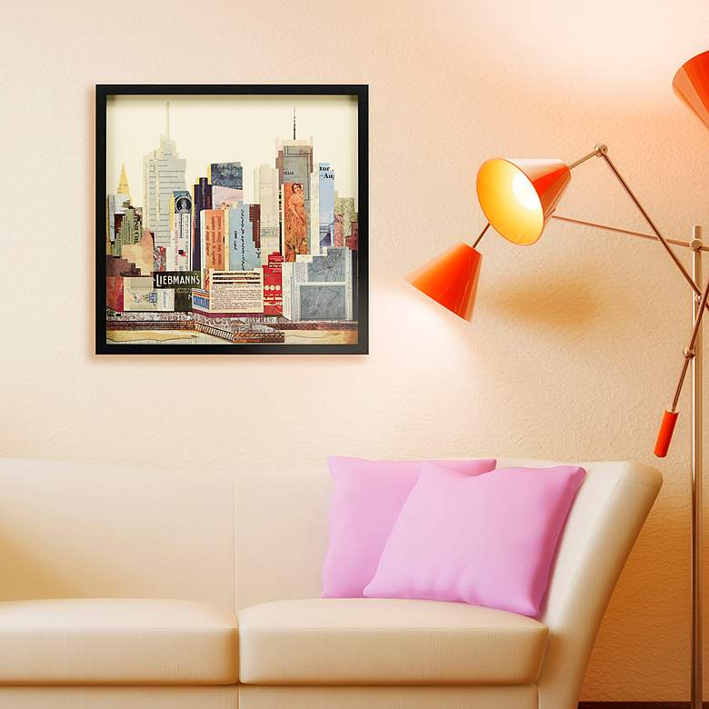 Image 5 New York City Skyline B 25 inch High Collage Framed Wall Art more views