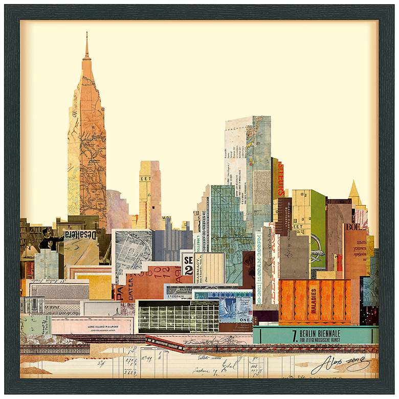 Image 2 New York City Skyline C 25 inch High Collage Framed Wall Art
