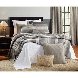 Image1 of New York Ivory Gray Cotton Linen Stripe King Duvet Cover