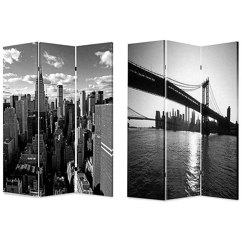 Image 4 New York Skyline 48" Wide Printed Canvas Screen/Room Divider more views