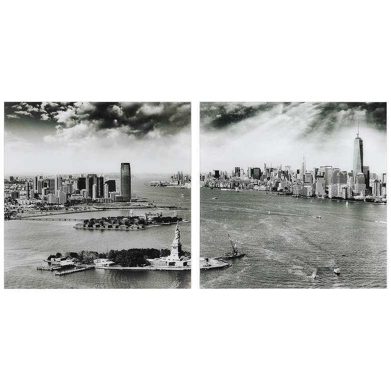 Image 2 New York Skyline 72" Wide 2-Piece Tempered Glass Wall Art