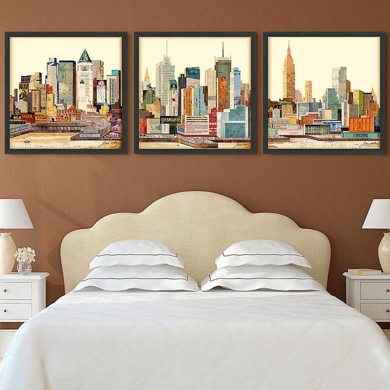 Image 1 New York Skyline ABC 25 inch High 3-Piece Collage Wall Art Set