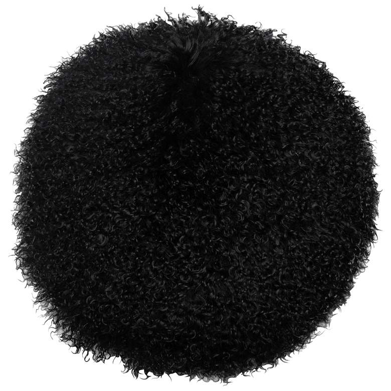 Image 2 New Zealand Black Sheepskin 16" Round Decorative Pillow