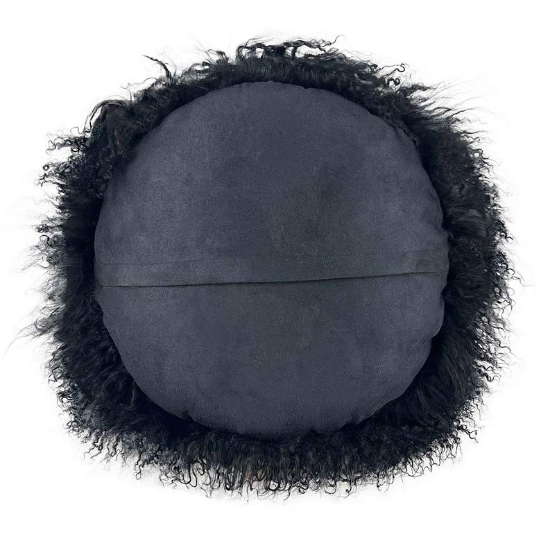 Image 4 New Zealand Black Sheepskin 16" Round Decorative Pillow more views