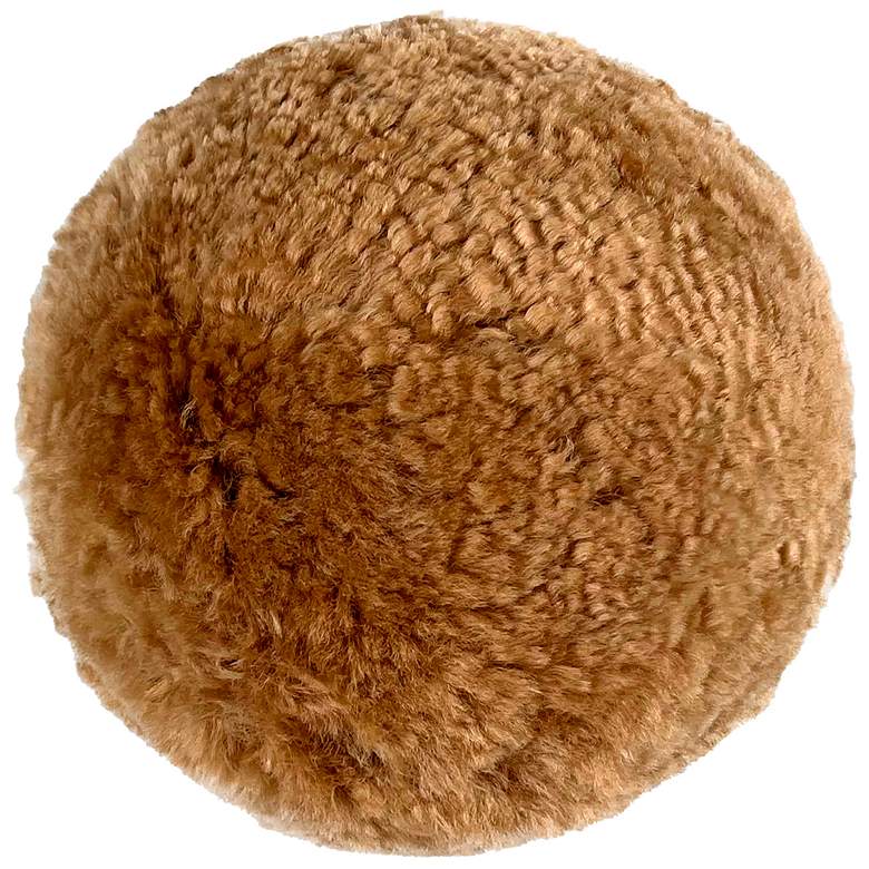 Image 3 New Zealand Brown Sheepskin 11 3/4" Decorative Ball Pillow more views