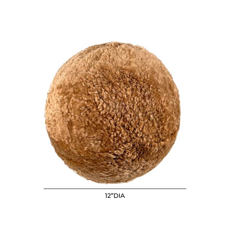Image 4 New Zealand Brown Sheepskin 11 3/4" Decorative Ball Pillow more views