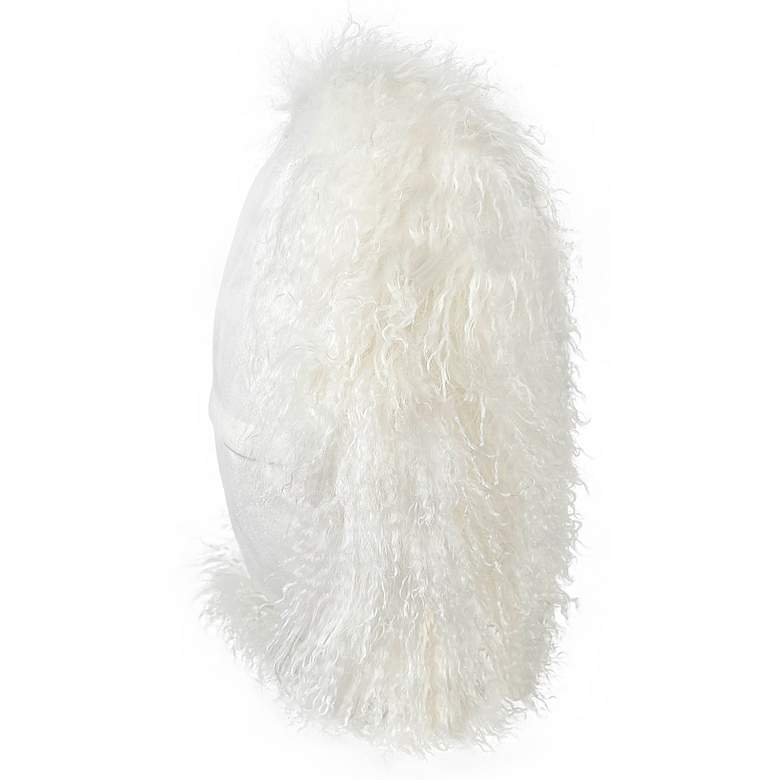 Image 3 New Zealand White Sheepskin 16" Round Decorative Pillow more views