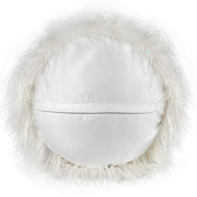 Image 4 New Zealand White Sheepskin 16" Round Decorative Pillow more views