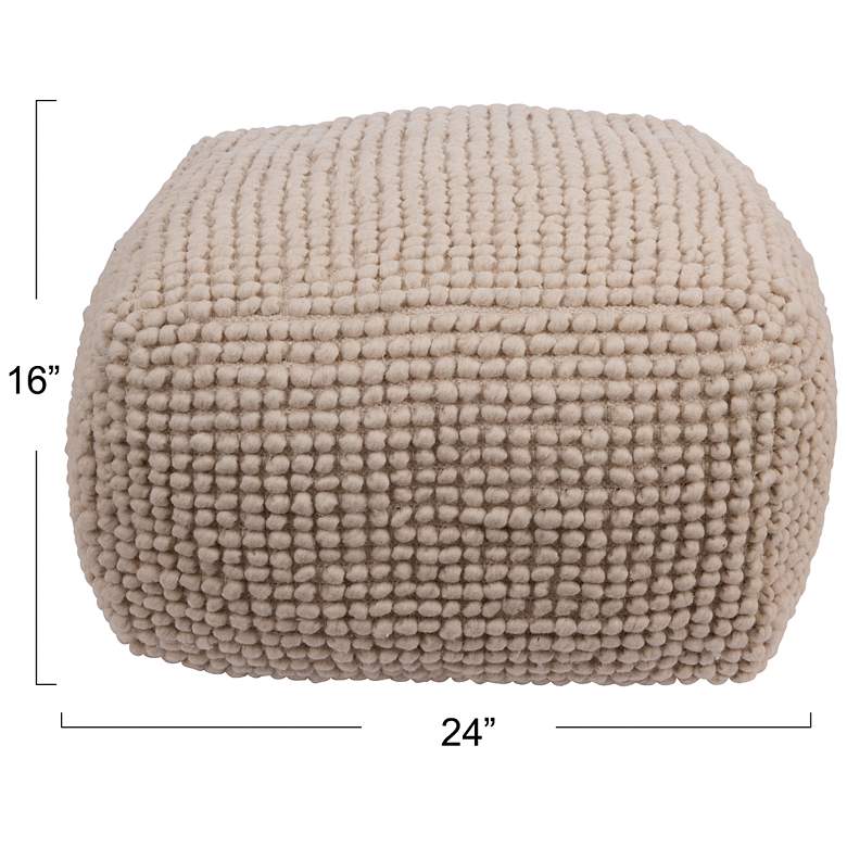 Image 2 New Zealand Wool and Cotton Pouf, Natural more views
