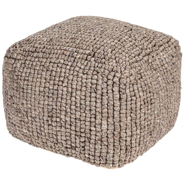Image 1 New Zealand Wool Square Pouf, Grey