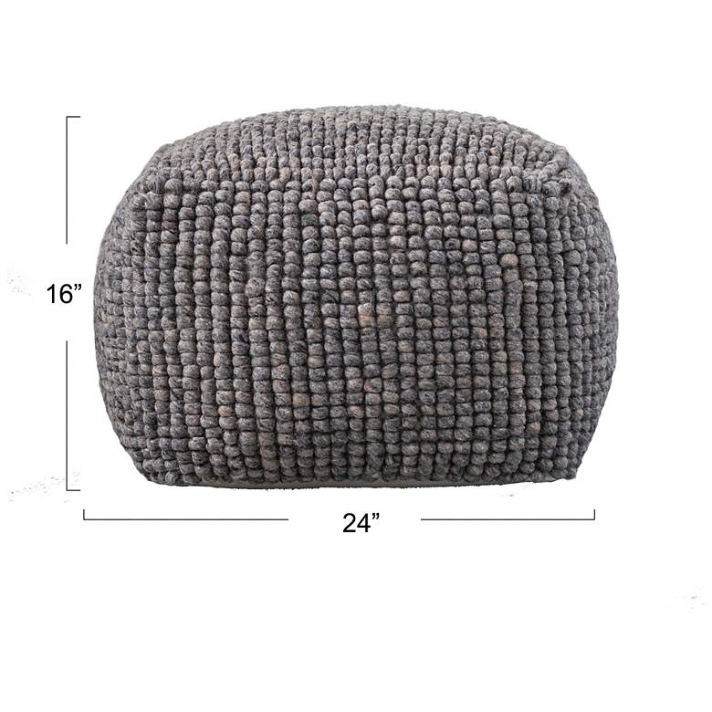 Image 2 New Zealand Wool Square Pouf, Grey more views