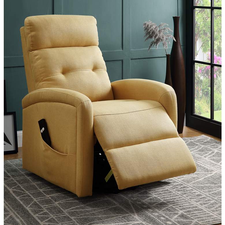 Image 1 Newat Yellow Linen Adjustable Power Lift Recliner