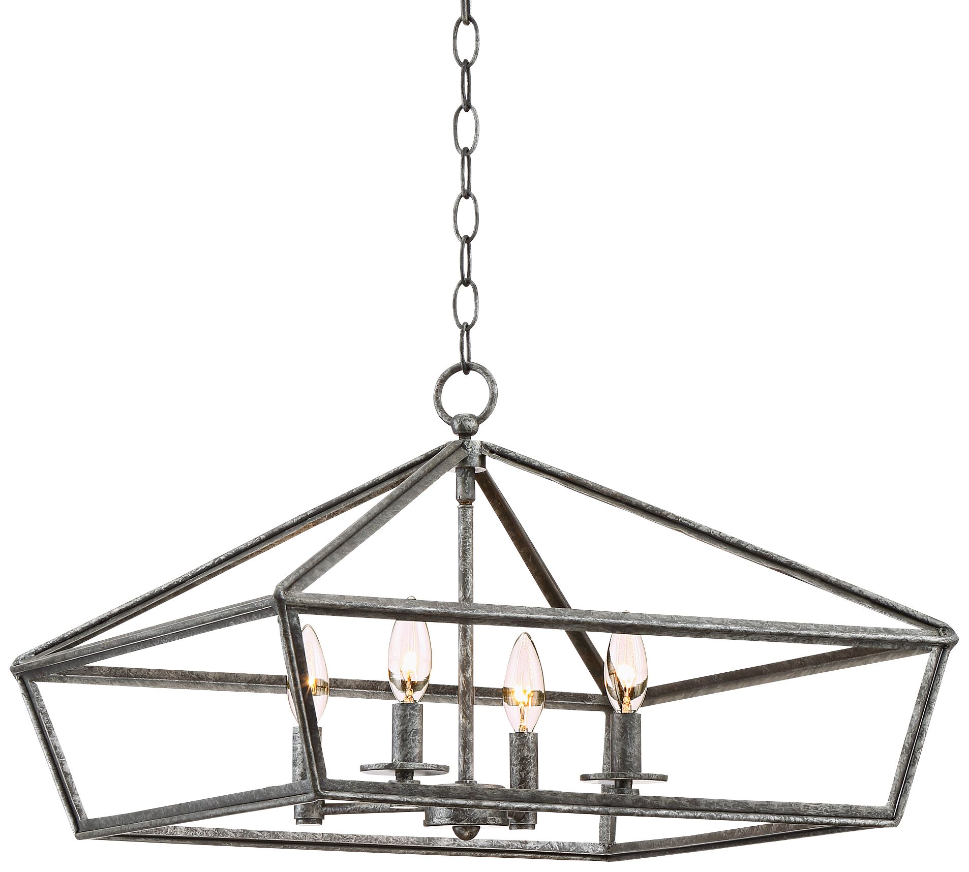 Newberra 20 1/4"W Antique Gray Square Frame 4-Light Pendant