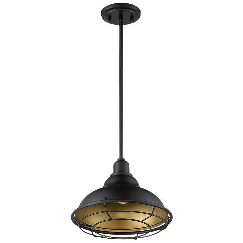 Image 1 Newbridge; 1 Light; Large Pendant; Dark Bronze Finish w/ Gold Accents