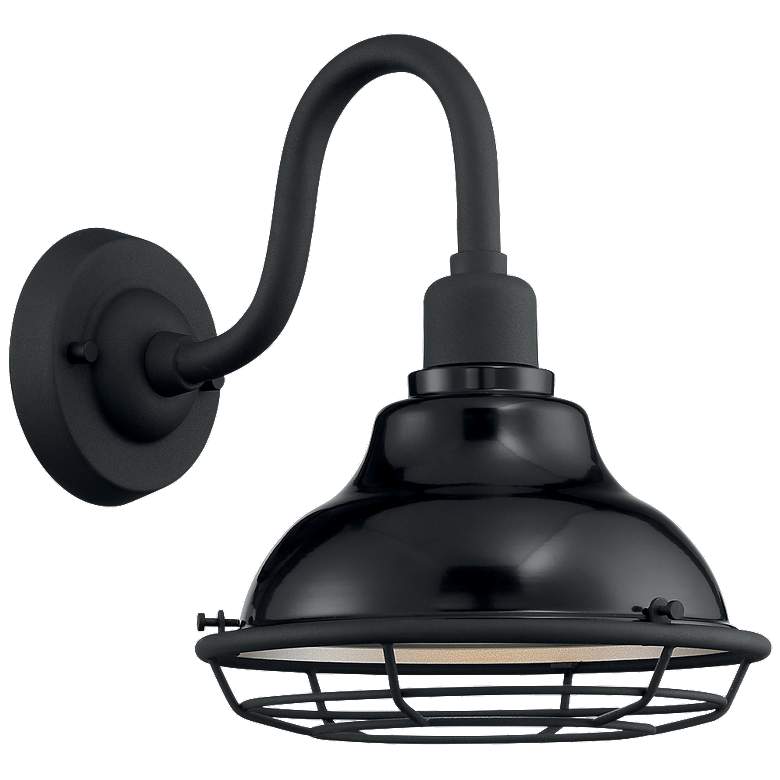 Image 1 Newbridge; 1 Light; Small Outdoor Wall Sconce; Gloss Black Finish