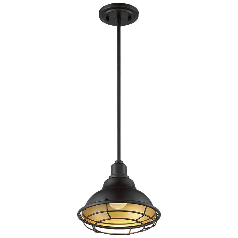 Image 1 Newbridge; 1 Light; Small Pendant; Dark Bronze Finish w/ Gold Accents
