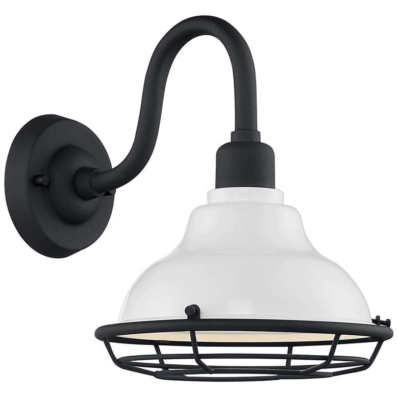 Image 1 Newbridge 12 1/2" High Black and White Outdoor Wall Light