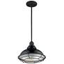 1_Newbridge 12" Wide Gloss Black and Silver Mini Pendant